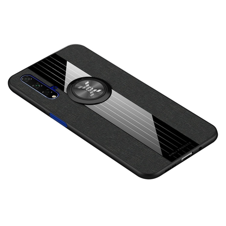 For Huawei Honor 20 XINLI Stitching Cloth Textue Shockproof TPU Protective Case with Ring Holder(Black) by XINLI