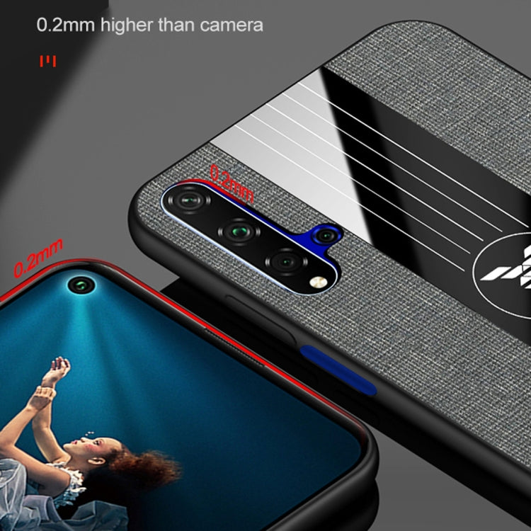 For Huawei Honor 20 XINLI Stitching Cloth Textue Shockproof TPU Protective Case with Ring Holder(Black) by XINLI