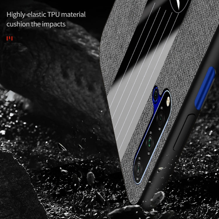 For Huawei Honor 20 XINLI Stitching Cloth Textue Shockproof TPU Protective Case with Ring Holder(Black) by XINLI