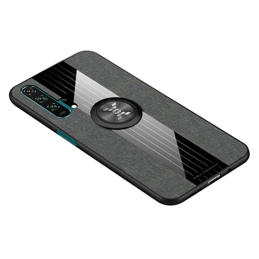 For Huawei Honor 20 Pro XINLI Stitching Cloth Textue Shockproof TPU Protective Case with Ring Holder(Grey) by XINLI