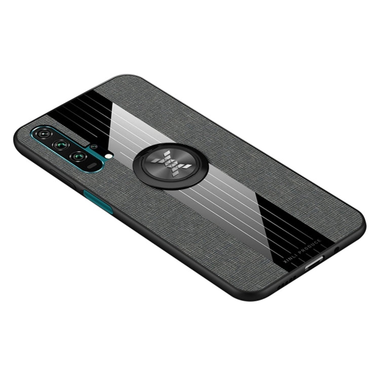 For Huawei Honor 20 Pro XINLI Stitching Cloth Textue Shockproof TPU Protective Case with Ring Holder(Grey) by XINLI
