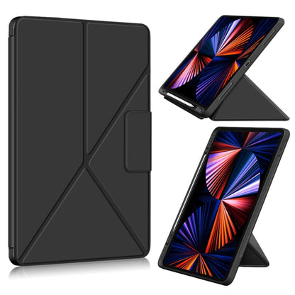 For iPad Pro 12.9 2022 / 2021 Multi-folding Horizontal Flip PU Leather Shockproof Tablet Case with Holder & Sleep / Wake-up Function(Black) by bashfashion
