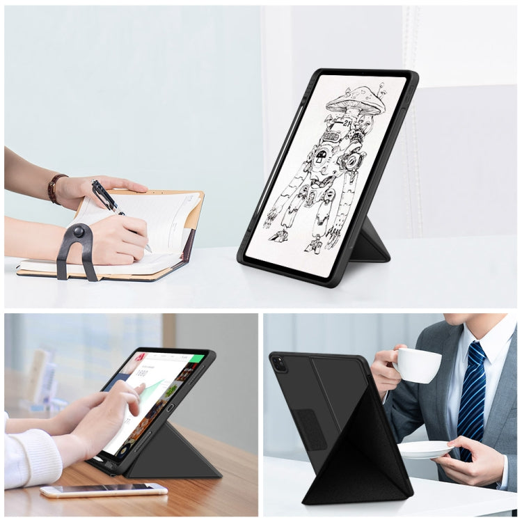 For iPad Pro 12.9 2022 / 2021 Multi-folding Horizontal Flip PU Leather Shockproof Tablet Case with Holder & Sleep / Wake-up Function(Black) by bashfashion