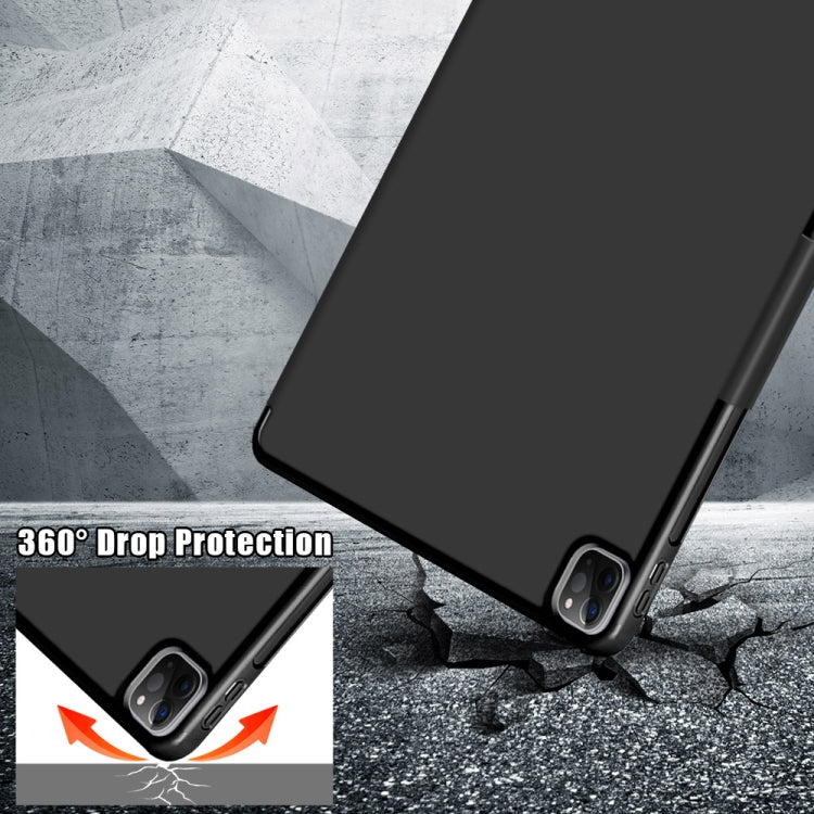 For iPad Pro 12.9 2022 / 2021 Multi-folding Horizontal Flip PU Leather Shockproof Tablet Case with Holder & Sleep / Wake-up Function(Black) by bashfashion