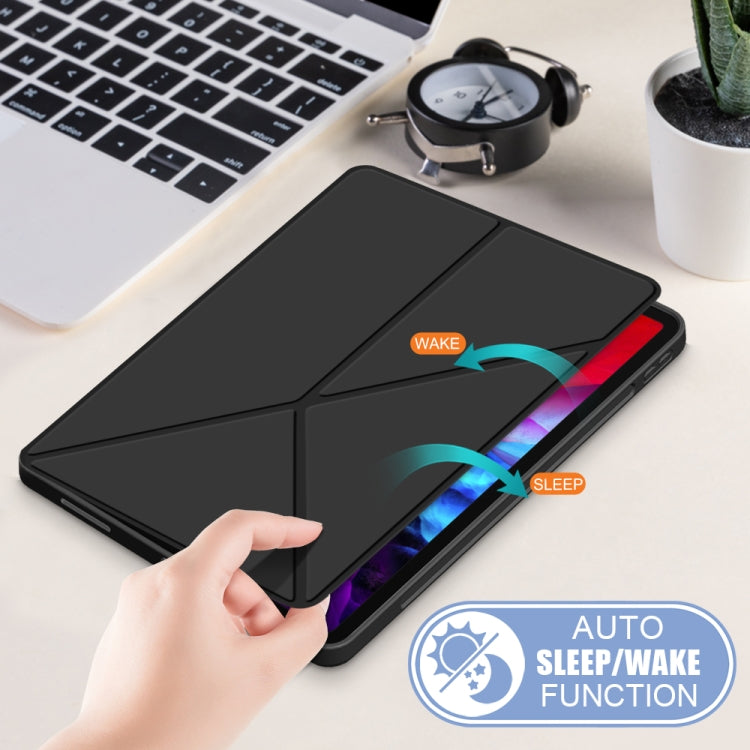 For iPad Pro 12.9 2022 / 2021 Multi-folding Horizontal Flip PU Leather Shockproof Tablet Case with Holder & Sleep / Wake-up Function(Black) by bashfashion