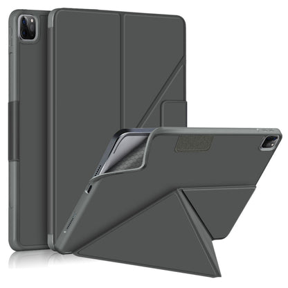 For iPad Pro 12.9 2022 / 2021 Multi-folding Horizontal Flip PU Leather Shockproof Tablet Case with Holder & Sleep / Wake-up Function(Grey) by bashfashion