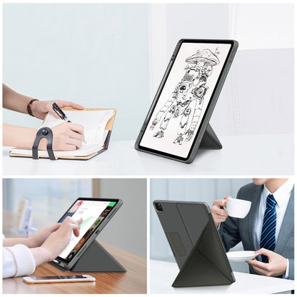 For iPad Pro 12.9 2022 / 2021 Multi-folding Horizontal Flip PU Leather Shockproof Tablet Case with Holder & Sleep / Wake-up Function(Grey) by bashfashion