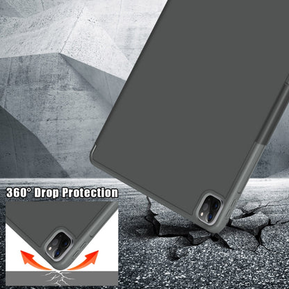 For iPad Pro 12.9 2022 / 2021 Multi-folding Horizontal Flip PU Leather Shockproof Tablet Case with Holder & Sleep / Wake-up Function(Grey) by bashfashion