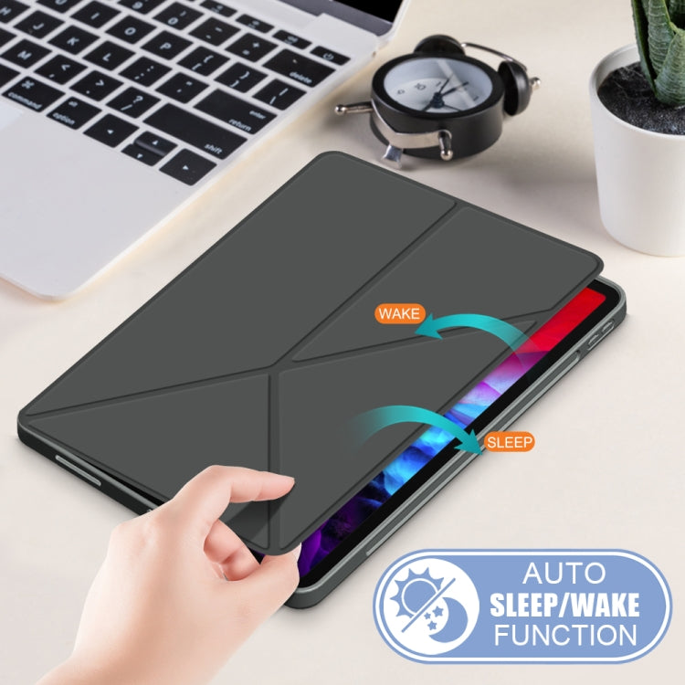 For iPad Pro 12.9 2022 / 2021 Multi-folding Horizontal Flip PU Leather Shockproof Tablet Case with Holder & Sleep / Wake-up Function(Grey) by bashfashion