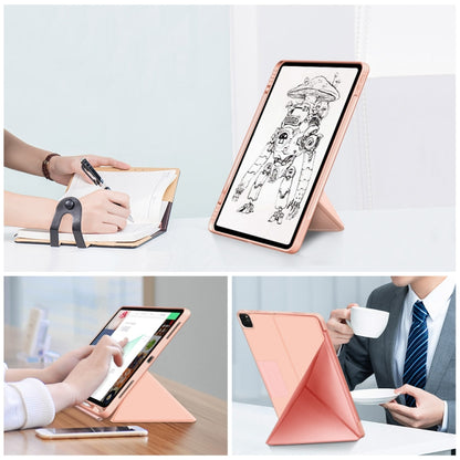 For iPad Pro 12.9 2022 / 2021 Multi-folding Horizontal Flip PU Leather Shockproof Tablet Case with Holder & Sleep / Wake-up Function(Rose Gold) by bashfashion