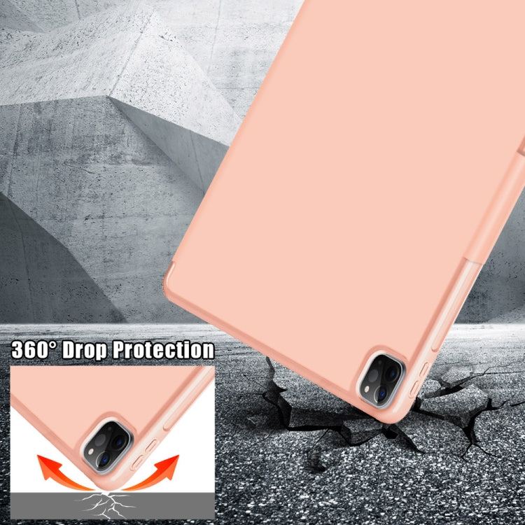 For iPad Pro 12.9 2022 / 2021 Multi-folding Horizontal Flip PU Leather Shockproof Tablet Case with Holder & Sleep / Wake-up Function(Rose Gold) by bashfashion