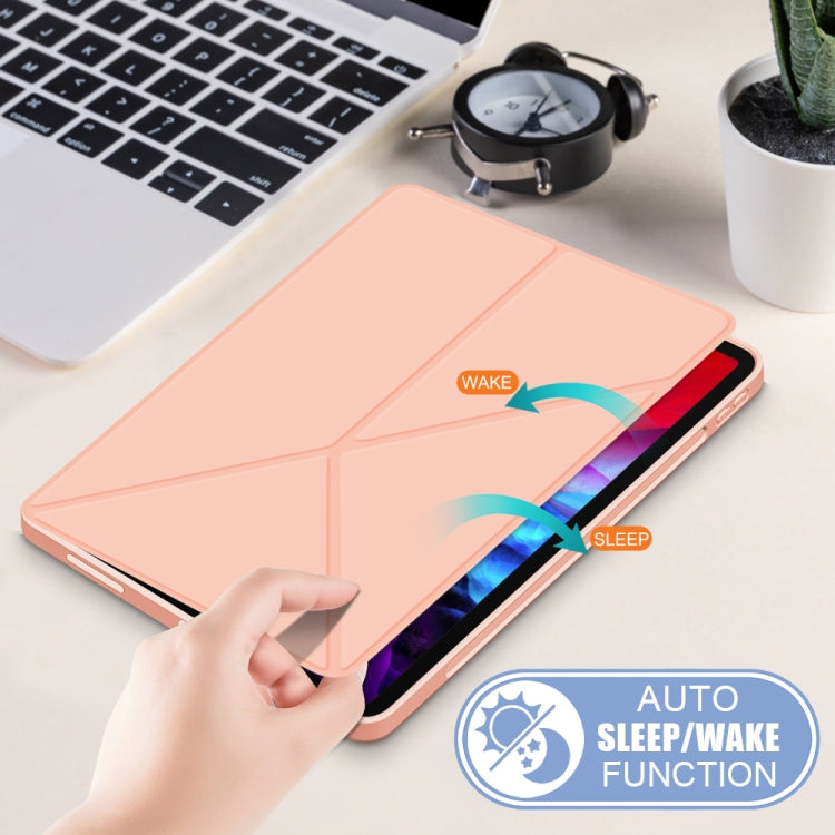 For iPad Pro 12.9 2022 / 2021 Multi-folding Horizontal Flip PU Leather Shockproof Tablet Case with Holder & Sleep / Wake-up Function(Rose Gold) by bashfashion