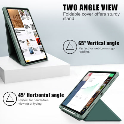 For iPad Pro 12.9 2022 / 2021 Multi-folding Horizontal Flip PU Leather Shockproof Tablet Case with Holder & Sleep / Wake-up Function(Dark Green) by bashfashion