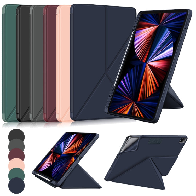 For iPad Pro 12.9 2022 / 2021 Multi-folding Horizontal Flip PU Leather Shockproof Tablet Case with Holder & Sleep / Wake-up Function(Grey) by bashfashion