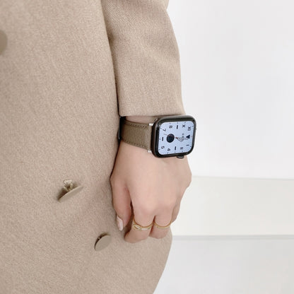 For Apple Watch Ultra 49mm&Watch Ultra 2 49mm / Series 9&8&7 45mm / SE 3&SE 2&6&SE&5&4 44mm / 3&2&1 42mm Sewing Thread Lychee Texture Leather Watch Band(Blue) by bashfashion