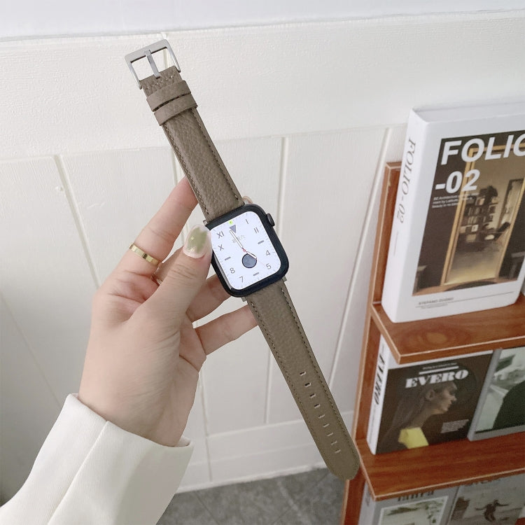 Sewing Thread Lychee Texture Leather Watch Band For Apple Watch Series 9&8&7 41mm / SE 3&SE 2&6&SE&5&4 40mm / 3&2&1 38mm(Coffee) by bashfashion