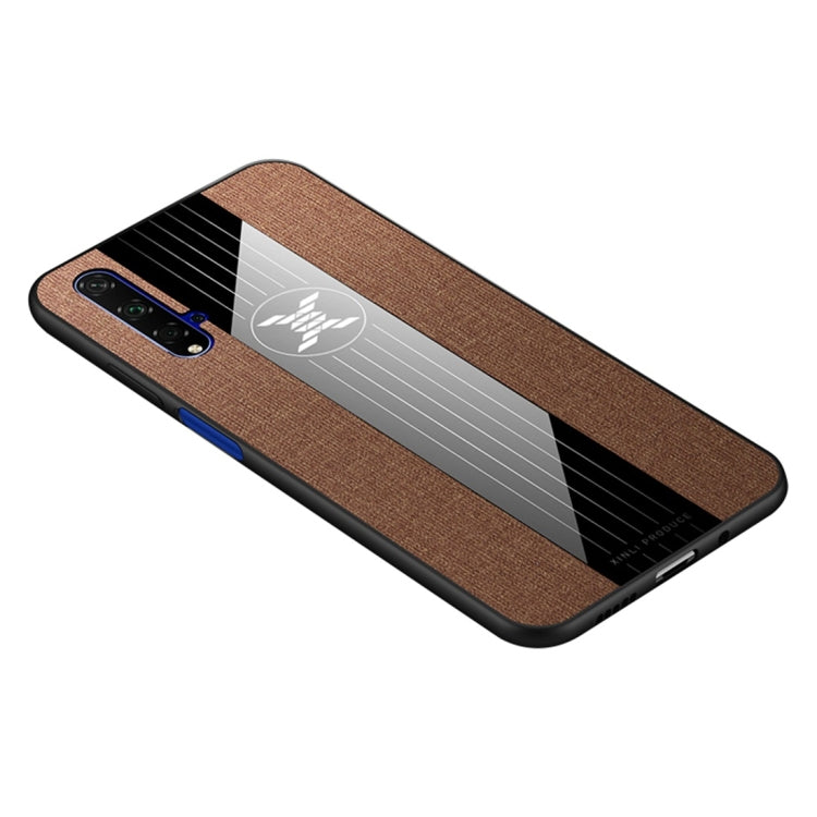 For Huawei Honor 20 XINLI Stitching Cloth Textue Shockproof TPU Protective Case(Brown) by XINLI