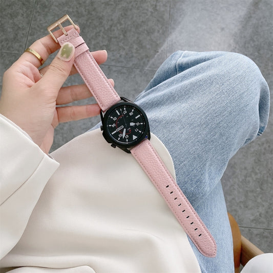 For Samsung Galaxy Watch 42mm Sewing Litchi Texture Leather Watch Band(Pink) by bashfashion