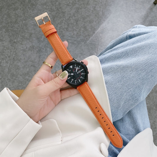 For Samsung Galaxy Watch 3 41mm Sewing Litchi Texture Leather Watch Band(Orange) by bashfashion