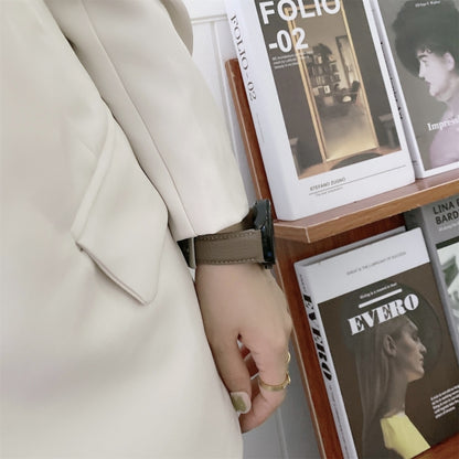 For Samsung Galaxy Watch 3 41mm Sewing Litchi Texture Leather Watch Band(Brown) by bashfashion