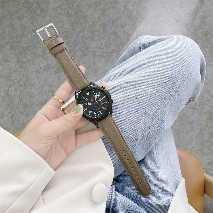 For Samsung Galaxy Watch 3 45mm Sewing Litchi Texture Leather Watch Band(Grey) by bashfashion