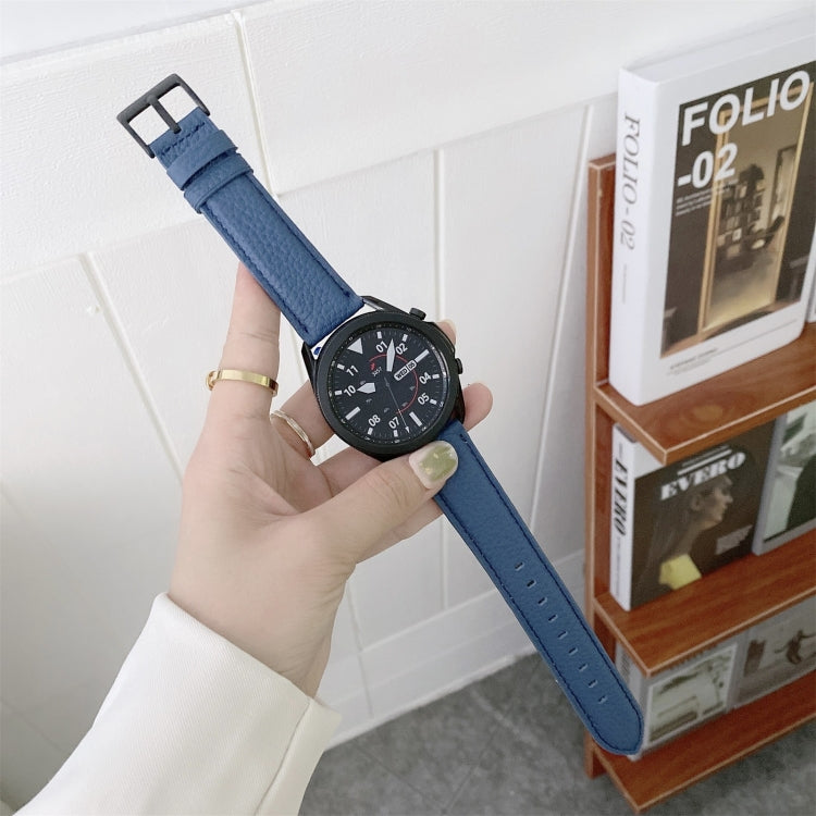 For Samsung Galaxy Watch Active2 40mm Sewing Litchi Texture Leather Watch Band(Blue) by bashfashion