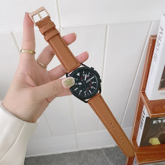 For Samsung Galaxy Watch Active2 40mm Sewing Litchi Texture Leather Watch Band(Brown) by bashfashion