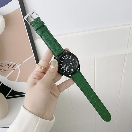 For Samsung Galaxy Watch Active2 44mm Sewing Litchi Texture Leather Watch Band(Green) by bashfashion