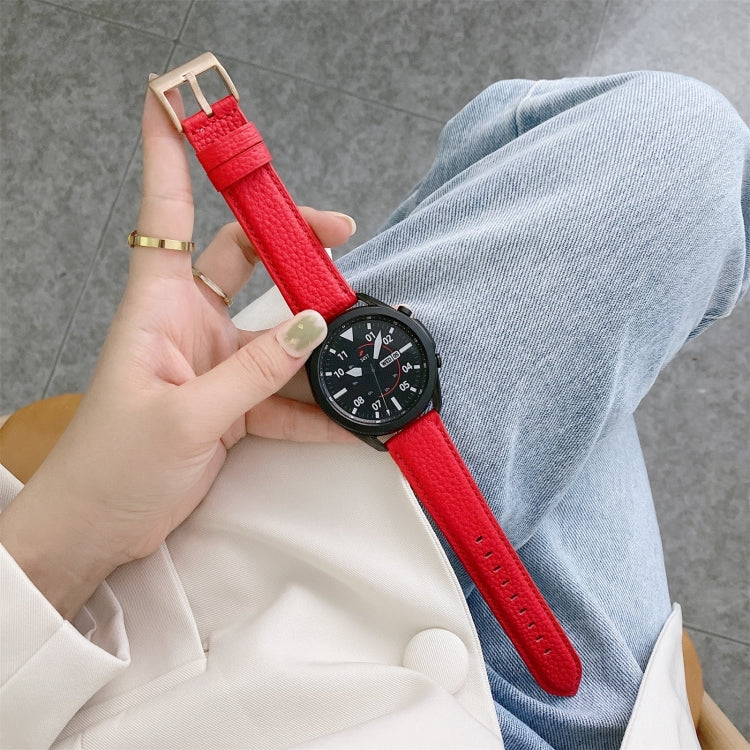 For Samsung Galaxy Watch Active2 44mm Sewing Litchi Texture Leather Watch Band(Red) by bashfashion