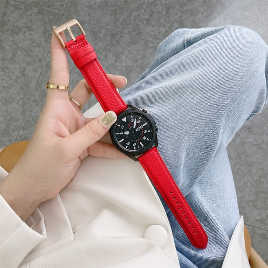 For Samsung Galaxy Watch Active2 44mm Sewing Litchi Texture Leather Watch Band(Red) by bashfashion