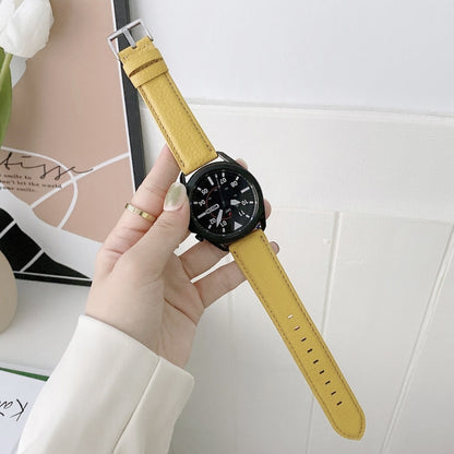 For Samsung Galaxy Watch Active2 44mm Sewing Litchi Texture Leather Watch Band(Yellow) by bashfashion