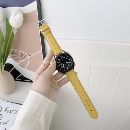 For Samsung Galaxy Watch Active2 44mm Sewing Litchi Texture Leather Watch Band(Yellow) by bashfashion
