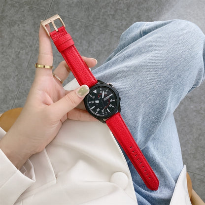 For Samsung Galaxy Watch Active Sewing Litchi Texture Leather Watch Band(Red) by bashfashion