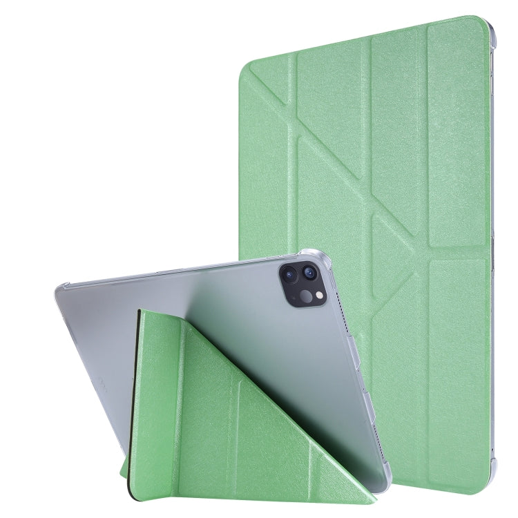 For iPad Air 13 2025 / 2024 / iPad Pro 12.9 2022 / 2021 Silk Texture Horizontal Deformation Flip Leather Tablet Case with Holder(Green) by bashfashion