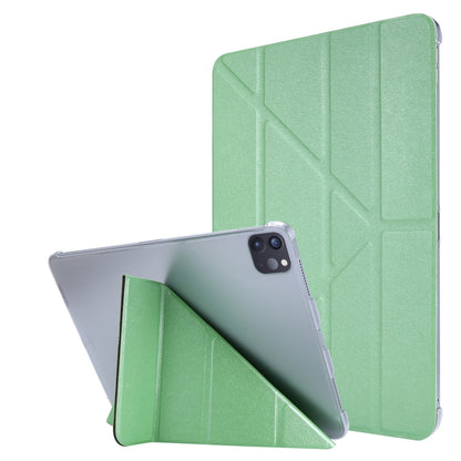For iPad Air 13 2025 / 2024 / iPad Pro 12.9 2022 / 2021 Silk Texture Horizontal Deformation Flip Leather Tablet Case with Holder(Green) by bashfashion