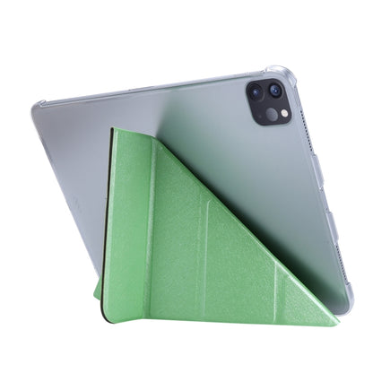 For iPad Air 13 2025 / 2024 / iPad Pro 12.9 2022 / 2021 Silk Texture Horizontal Deformation Flip Leather Tablet Case with Holder(Green) by bashfashion