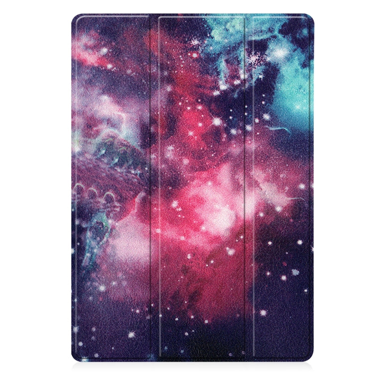 For Samsung Galaxy Tab S7 Lite T730 / T735 / Tab S7 FE T736 Custer Painted TPU Smart Tablet Leather Case with Sleep / Wake-up Function & 3-Fold Holder & Pen Slot(Galaxy Nebula) by bashfashion