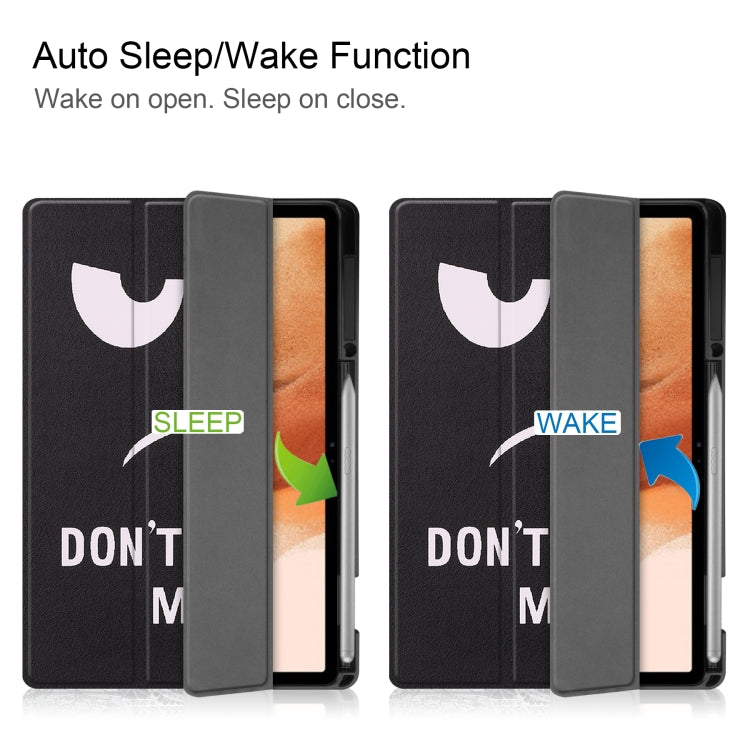 For Samsung Galaxy Tab S7 Lite T730 / T735 / Tab S7 FE T736 Custer Painted TPU Smart Tablet Leather Case with Sleep / Wake-up Function & 3-Fold Holder & Pen Slot(Big Eye ME) by bashfashion