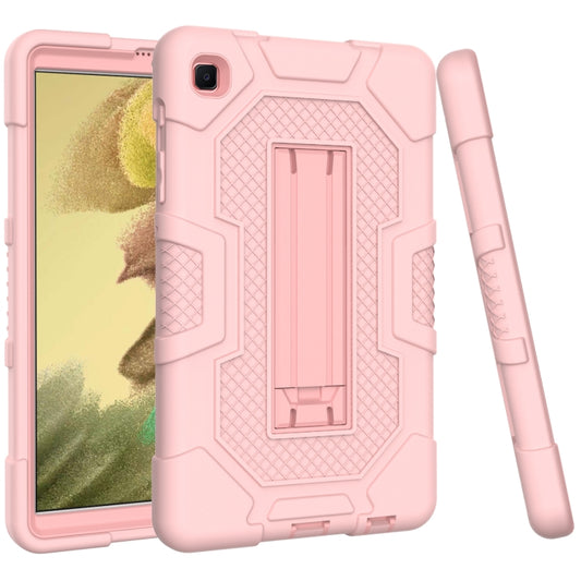 For Samsung Galaxy Tab A7 Lite T220 / T225 Contrast Color Robot Shockproof Silicone + PC Protective Case with Holder(Rose Gold) by bashfashion