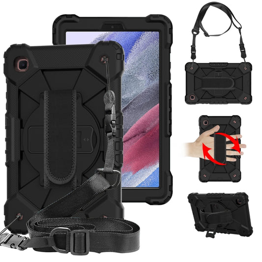 For Samsung Galaxy Tab A7 Lite T220 / T225 Contrast Color Robot Shockproof Silicon + PC Protective Case with Holder & Shoulder Strap(Black) by bashfashion