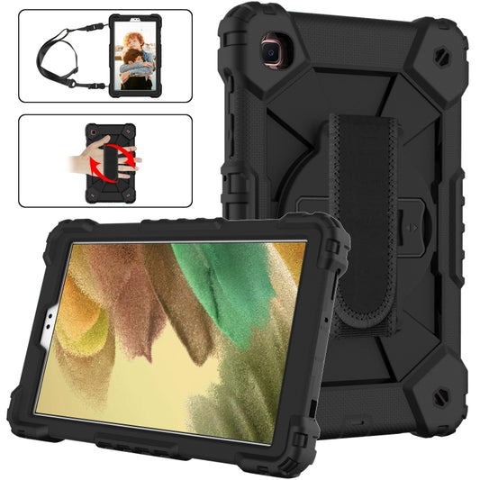 For Samsung Galaxy Tab A7 Lite T220 / T225 Contrast Color Robot Shockproof Silicon + PC Protective Case with Holder & Shoulder Strap(Black) by bashfashion