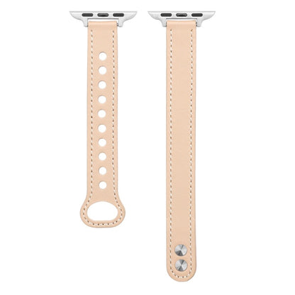 Double Nail Leather Watch Band For Apple Watch Series 9&8&7 41mm / SE 3&SE 2&6&SE&5&4 40mm / 3&2&1 38mm(Apricot) by bashfashion