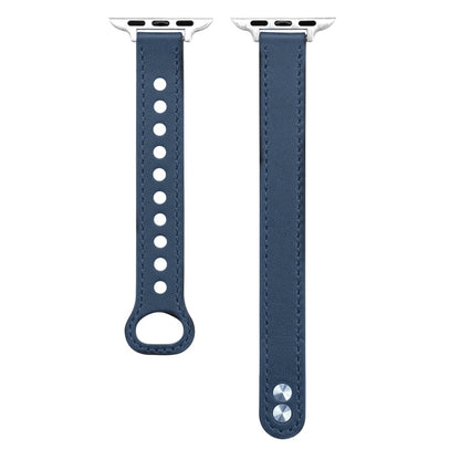 Double Nail Leather Watch Band For Apple Watch Series 7 41mm / 6 & SE & 5 & 4 40mm / 3 & 2 & 1 38mm(Blue) by bashfashion