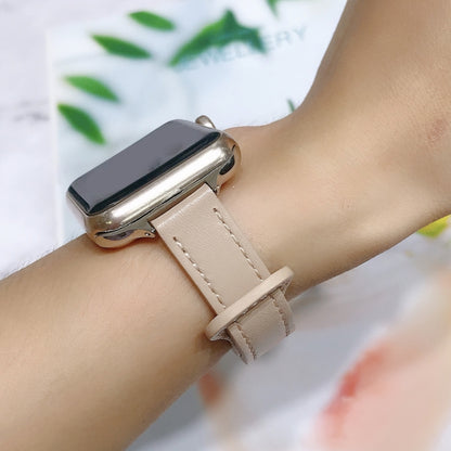 Double Nail Leather Watch Band For Apple Watch Series 9&8&7 41mm / SE 3&SE 2&6&SE&5&4 40mm / 3&2&1 38mm(Brown) by bashfashion