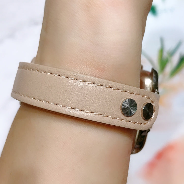 Double Nail Leather Watch Band For Apple Watch Series 7 41mm / 6 & SE & 5 & 4 40mm / 3 & 2 & 1 38mm(Blue) by bashfashion