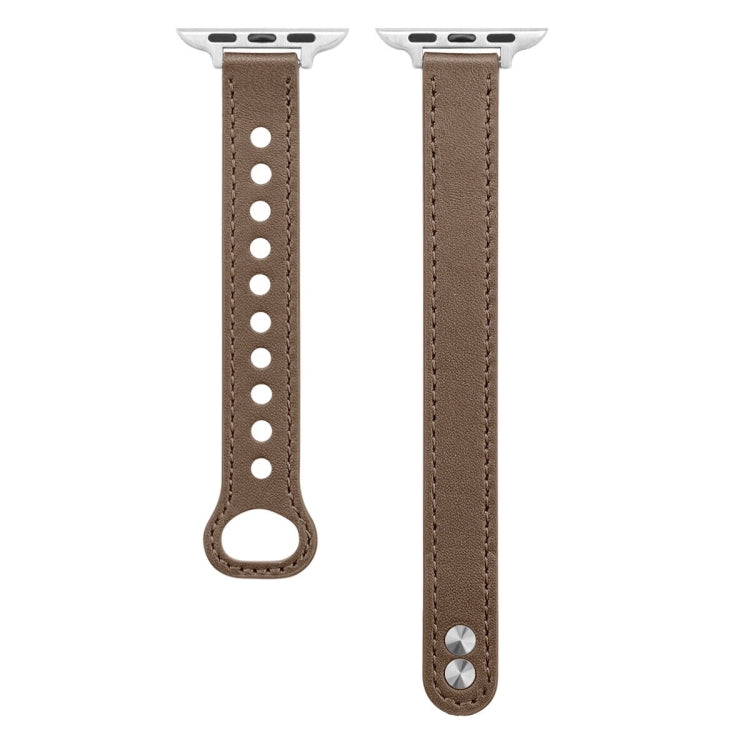 Double Nail Leather Watch Band For Apple Watch Ultra 49mm&Watch Ultra 2 49mm / Series 9&8&7 45mm / SE 3&SE 2&6&SE&5&4 44mm / 3&2&1 42mm(Brown) by bashfashion