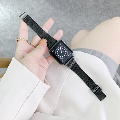 Color Matching Seven Beads Steel Watch Band For Apple Watch Series 9&8&7 41mm / SE 3&SE 2&6&SE&5&4 40mm / 3&2&1 38mm(Black) by bashfashion