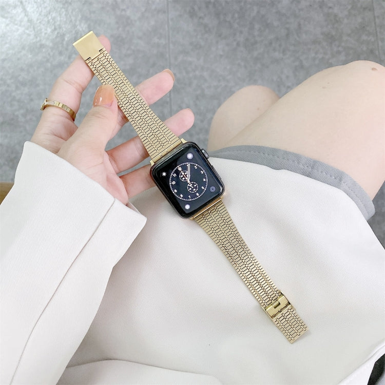 Color Matching Seven Beads Steel Watch Band For Apple Watch Series 9&8&7 41mm / SE 3&SE 2&6&SE&5&4 40mm / 3&2&1 38mm(Gold) by bashfashion