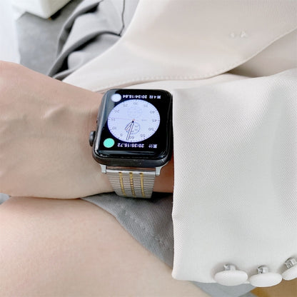 Color Matching Seven Beads Steel Watch Band For Apple Watch Series 9&8&7 41mm / SE 3&SE 2&6&SE&5&4 40mm / 3&2&1 38mm(Gold) by bashfashion