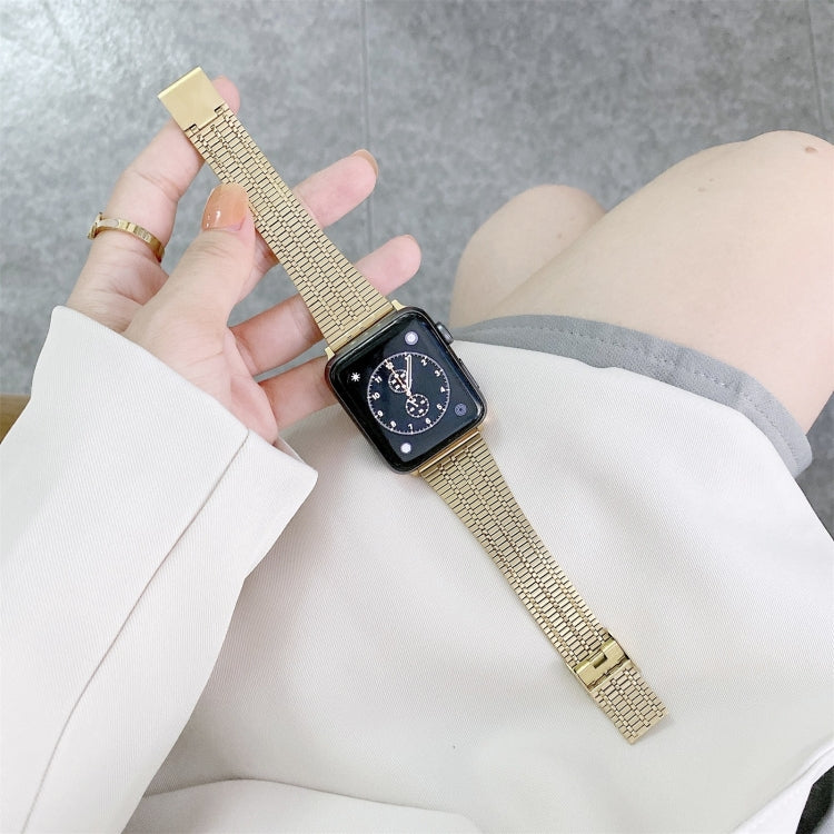 Color Matching Seven Beads Steel Watch Band For Apple Watch Ultra 49mm&Watch Ultra 2 49mm / Series 9&8&7 45mm / SE 3&SE 2&6&SE&5&4 44mm / 3&2&1 42mm(Gold) by bashfashion